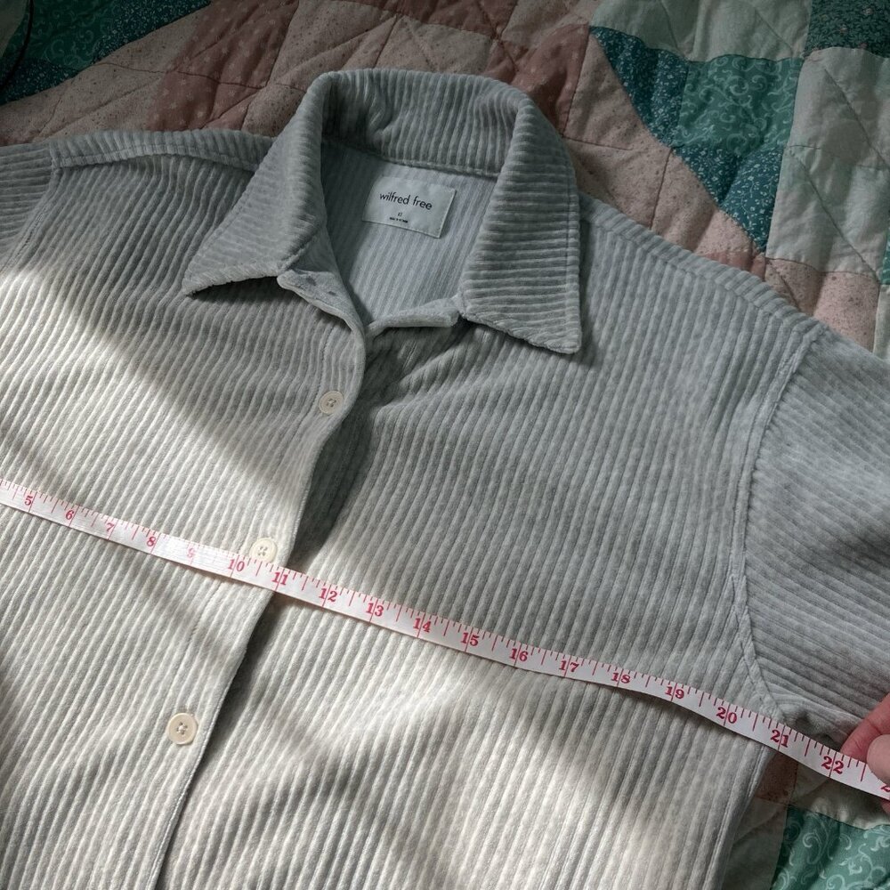 Aritzia Wilfred Free Corduroy Shirt Womens XS Gray Organic Cotton Neutral - Picture 7 of 7